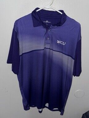WCU-DriFit Golf Polo- Vansport-Striped/Purple-Western Carolina
